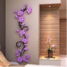 US 3D Flower DIY Mirror Vinyl Wall Decals Stickers Art Home Room Decor Removable   